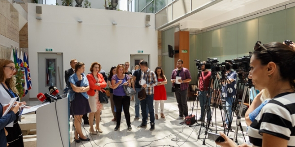 Chloé Berger, Head of Operations Section for Justice, Home Affairs, and Public Administration Reform at the EU Delegation to Bosnia and Herzegovina addressed the media following the Final Conference to elaborate on the project's success.